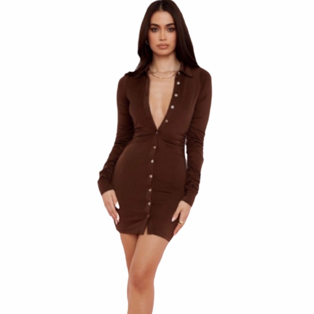 ❌SOLD❌House of CB Chocolate Martinique Jersey Dress - Picture 1 of 9